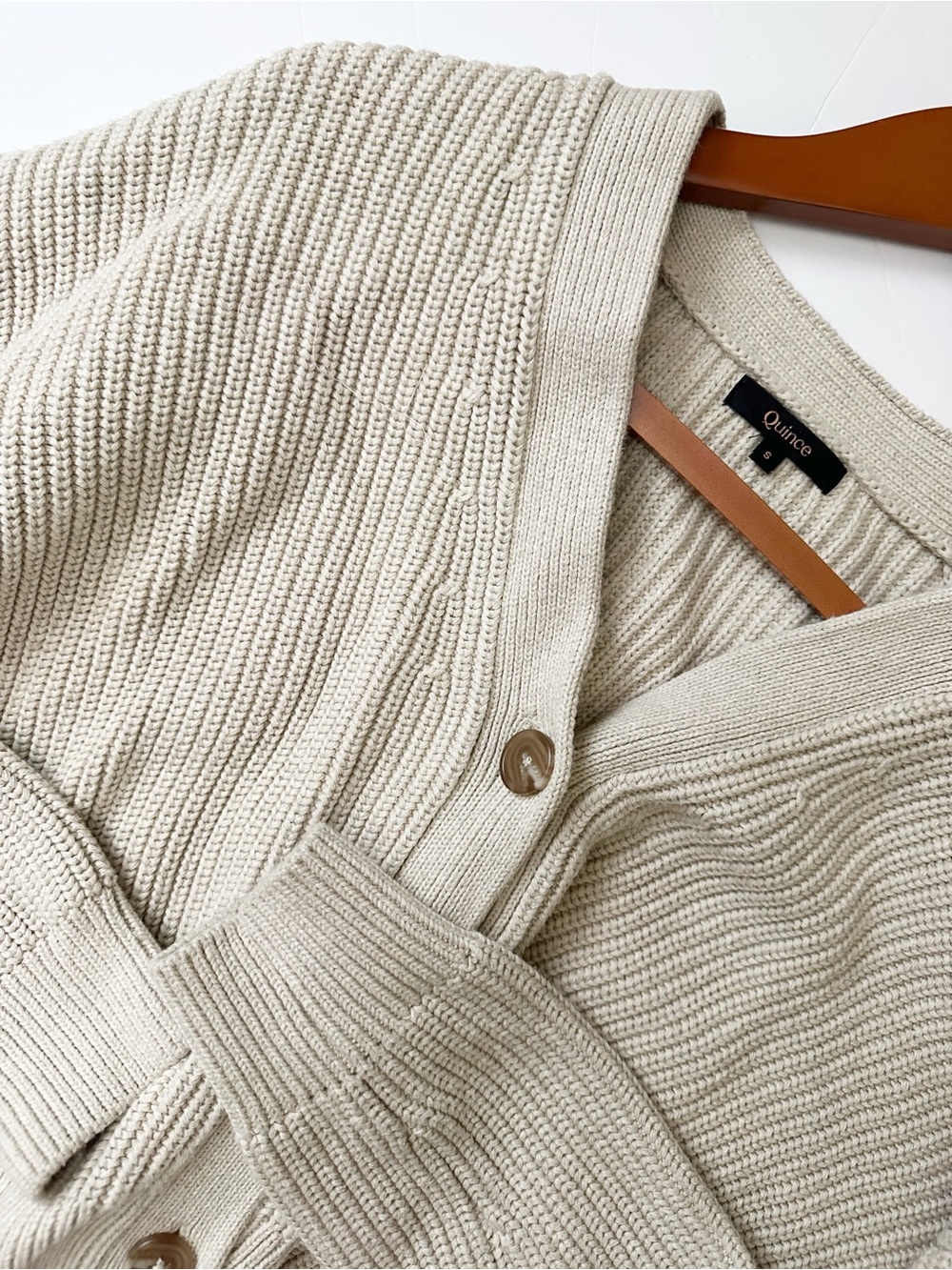 Quince 100% Organic Cotton Fisherman Boxy Cropped Cardigan S